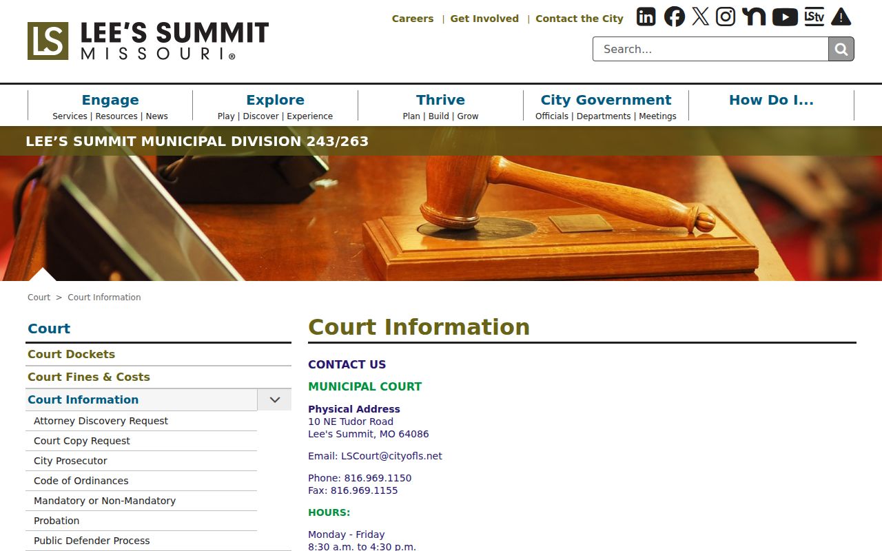 Lee’s Summit Municipal Court information webpage